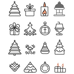 christmas, festival, vector, transparent background, xmas, icon, celebration, winter, surprise, pattern, merry, season, icons, christmas set