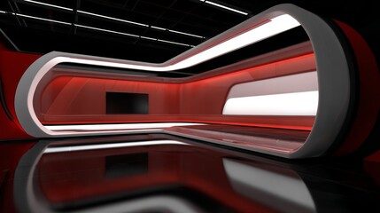 Tv studio. Red Studio. Red backdrop. News studio. News room. The perfect backdrop for any green screen or chroma key video or photo production. Breaking news. 3d rendering.