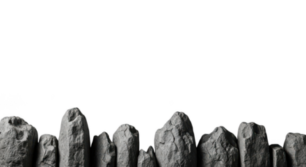 Ancient stone carvings isolated on transparent background