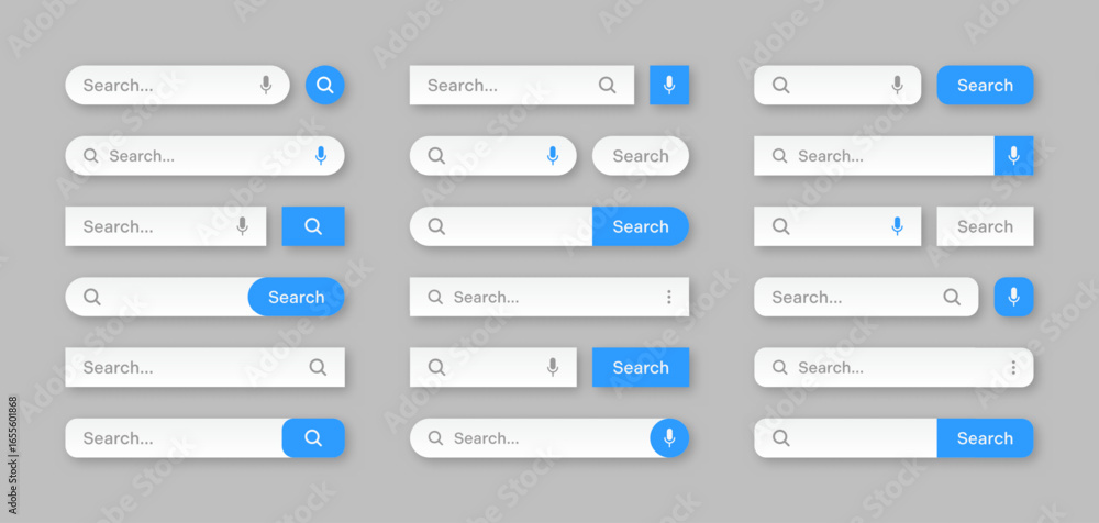Poster various search bar templates. internet browser engine with search box, address bar and text field. u