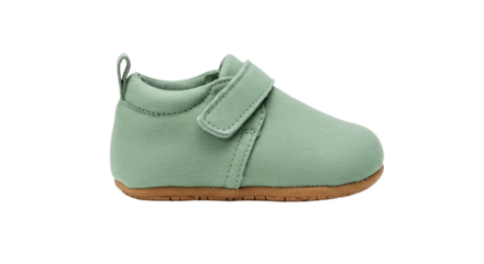 Adorable Baby Shoes Sage Green Canvas Crib Shoes with Velcro Strap.