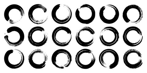 Grunge circles, brush strokes, lines, ink smudges, hand-drawn scribble shapes. Handmade sketchy marks, acrylic stains, charcoal streaks. Paint textures, dry brush effect. Vector illustration