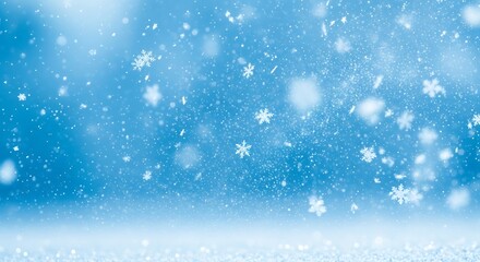 Winter Wonderland: Falling Snowflakes Against a Vibrant Blue Sky