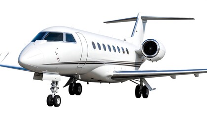 Obraz premium White private jet, front view, isolated on white background