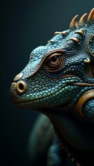 Fototapeta premium Macro of reptile skin texture with intricate scale patterns, dark and dramatic surface creating exotic and wild appearance.