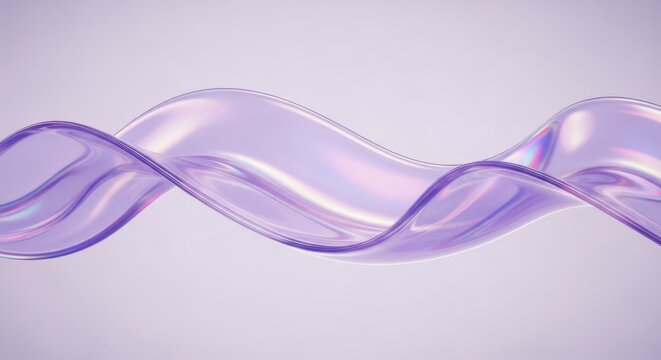 Abstract flowing purple wave with iridescent shimmer on a light background - Powered by Adobe