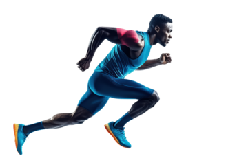Sprinter in red and blue training gear
