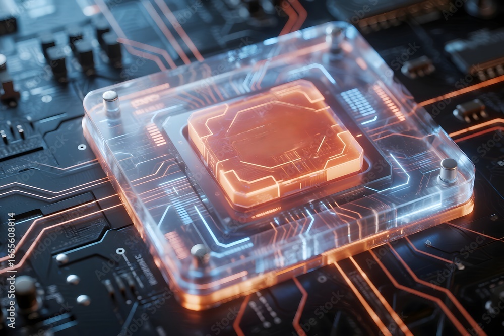 Poster exploring modern cpu processor technology for pc computer and server hardware component design