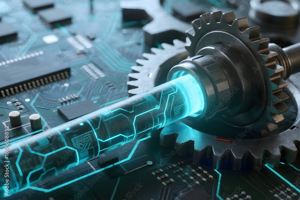 Poster technology gears and circuit board abstract background future innovation concept design