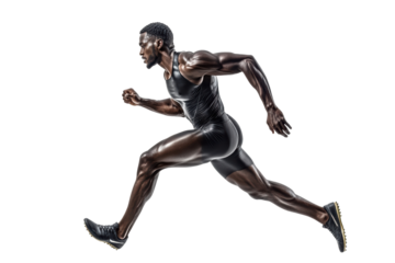Sprinter athlete in black racing pose
