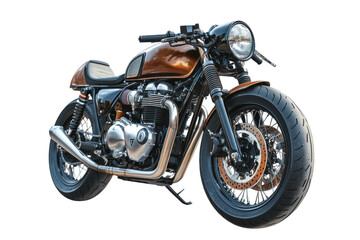 Fototapeta premium Vintage cafe racer motorcycle with brown seat 