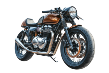 Vintage cafe racer motorcycle with brown seat
