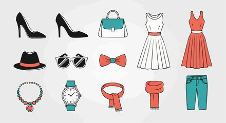 Stylish Apparel and Accessory Icons