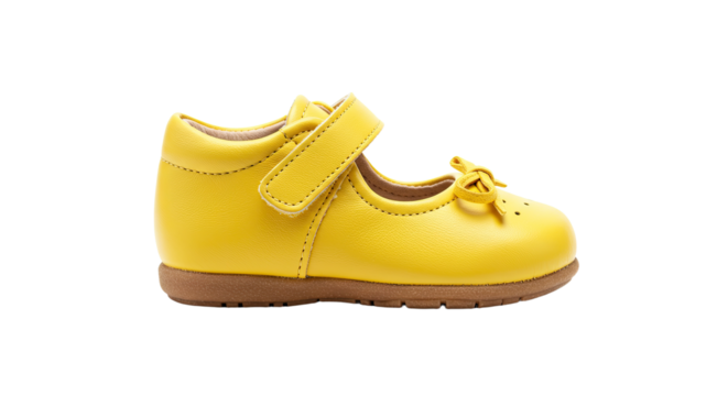 Bright Yellow Childrens Shoes with Bow Detail.