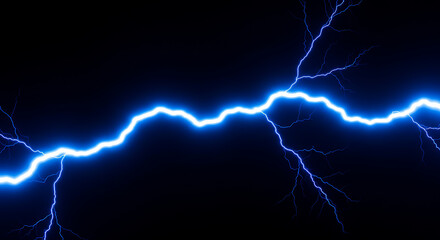 Dynamic Blue Electricity Arc Illuminates Dark Background A Powerful Display of Energy, High Voltage, and Raw Force