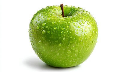 Green Apple with Water Droplets
