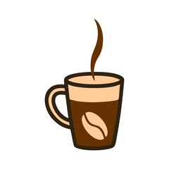 Steaming Coffee Cup Icon A Warm Beverage in a Brown Mug with Creamy 
