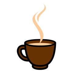 Steaming Coffee Cup Icon A Warm Beverage in a Brown Mug with Creamy 