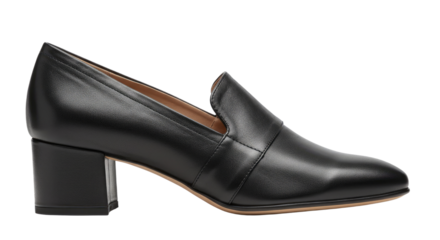 Elegant Black Leather SlipOn Heels.