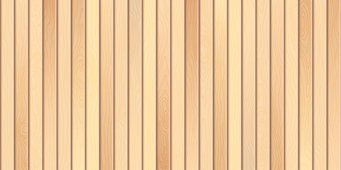 Wood plank wall, vertical slats, wood texture seamless border, different tones, vector design