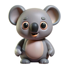 Fototapeta premium Cute Gray Koala Character Cartoon Style Standing Isolated on Transparent Background