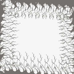 A simple vintage floral black and white border frame with flowers and leaf elements