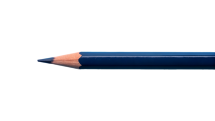 Blue Wooden Pencil Isolated on White Background Writing and Study Tool