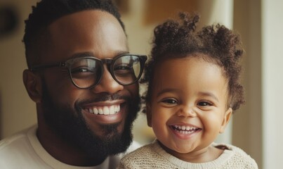 Candid moment of an African American father and his child on a video call, learning together online at home, emphasizing remote digital education and inclusive learning, Generative AI