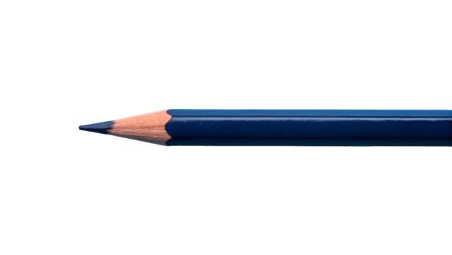 Blue Wooden Pencil Isolated on White Background Writing and Study Tool