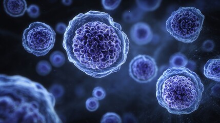 Blue Microscopic Cells Cluster
