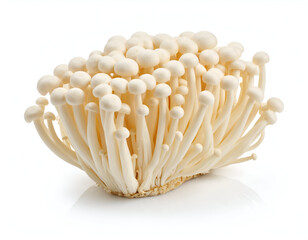 Enoki Mushrooms A Cluster of Delicate, Long-Stemmed Fungi