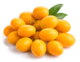 Vibrant Marian Plums A Cluster of Golden Fruits Isolated on White