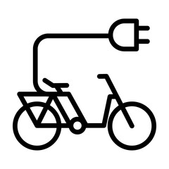 Electric Bicycle Vector Line Icon Design