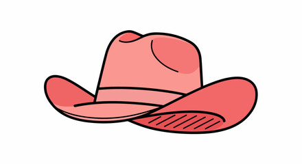 Pink Cowboy Hat with Black Outline and Band.