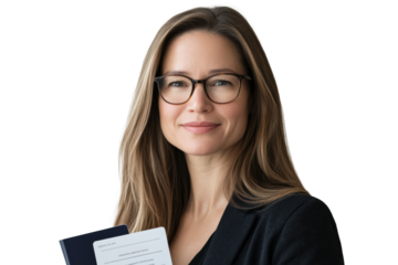 Confident businesswoman with glasses portrait