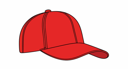 Bright Red Baseball Cap Vector Illustration.