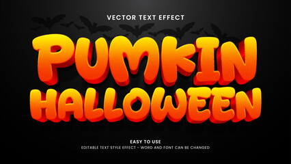 Editable text effect pumkin halloween 3d style premium vector