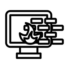 Firewall Vector Line Icon Design