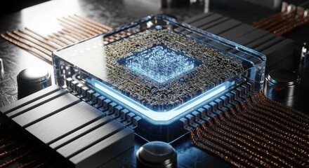 High-Tech Microchip Advanced Processor Technology Close-Up