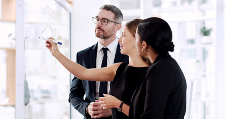 Team, writing and meeting for project, glass and brainstorming for investment strategy and planning. Collaboration, colleagues and people with ideas for proposal, financial analyst or notes in office