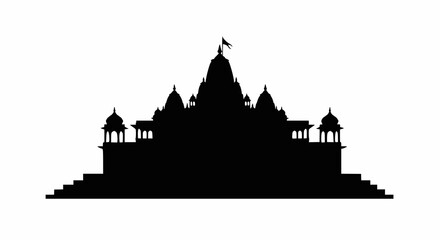 Majestic Hindu Temple Silhouette: Vector Illustration