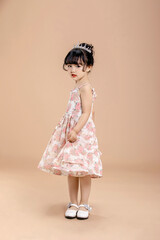 An Asian girl in a flowery dress