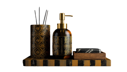 Dark, luxurious bathroom accessories