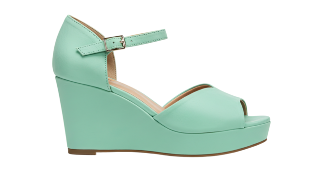 Mint Green Wedge Sandal with Ankle Strap 1.