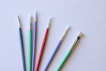 Set of Colorful Paintbrushes on White Background