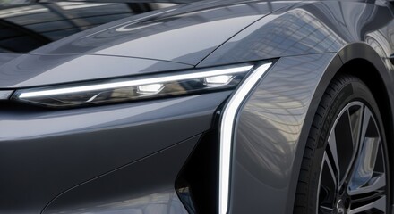 Fototapeta premium Sleek Electric Vehicle Headlight Design Futuristic Automotive Lighting Technology