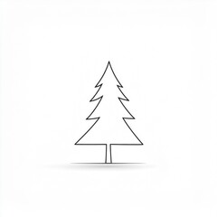 Obraz premium Minimalist Evergreen Tree Outline on White Background for Holiday Season