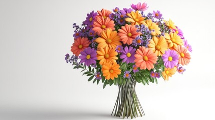 Obraz premium Radiant Bloom: A Vibrant Bouquet of Daisies in a Spectrum of Warm Hues