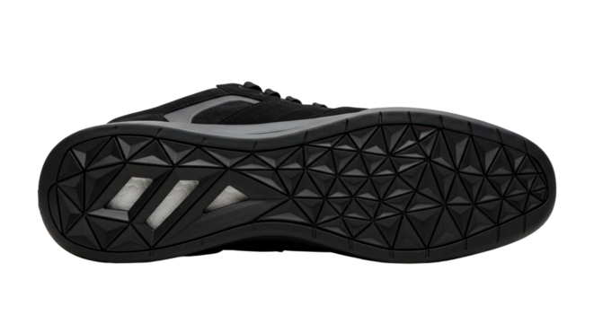 Modern Black Athletic Shoe Sole with Geometric Pattern Design.
