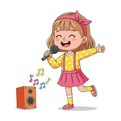 little girl singing into microphone